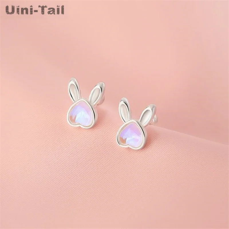 Uini-Tail hot selling new 925 sterling silver cute heart-shaped rabbit earrings simple and small temperament sweet high-quality