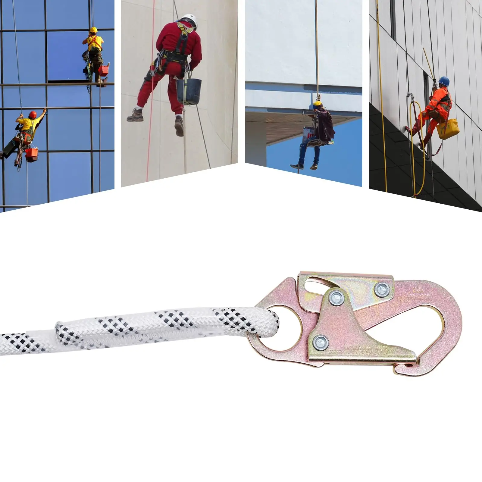 Conjunto de linha de vida vertical 100 pés 3527,4 lbs Carga Proteção contra quedas Corda de segurança Equipamento de proteção contra quedas com liga dupla de aço