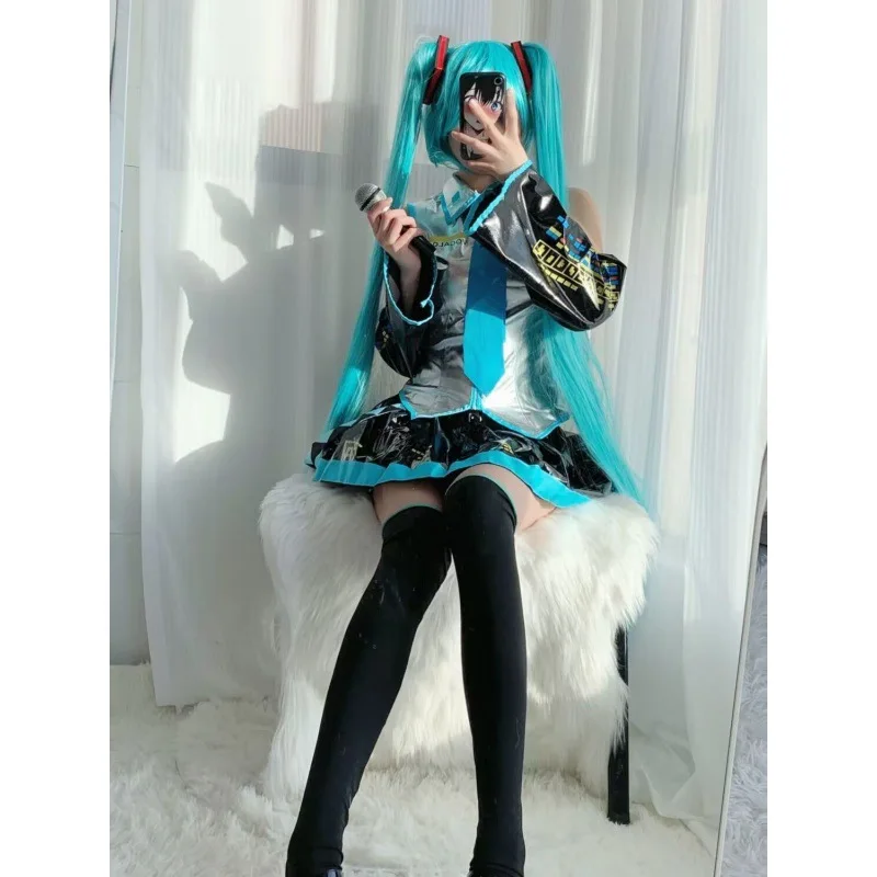 Hatsune Miku Cosplay Anime Kleding Carnaval Halloween Feest Verkleedpak Vrouwen Blauwe Jurk Pruik Kawaii Japanse Stijl 2024