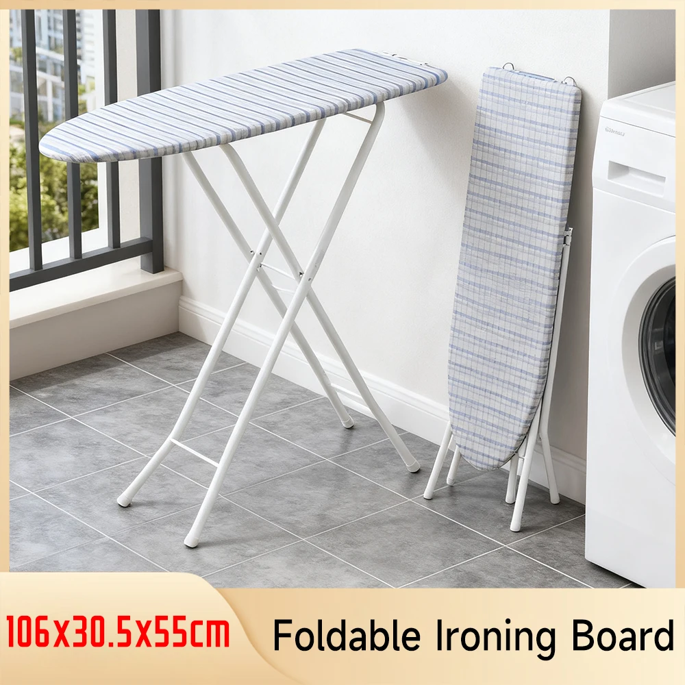 

Full Size Ironing Boards with Iron Rest Foldable Iron Board with Heat Resistant Cover Adjustable Height for Home Laundry Room