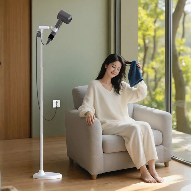 حامل مجفف الشعر من Oatsbasf، حامل منظم لمجفف الشعر بدون استخدام اليدين قابل للتعديل، 360 درجة ° حامل مجفف شعر قابل للدوران مع خطاف #1