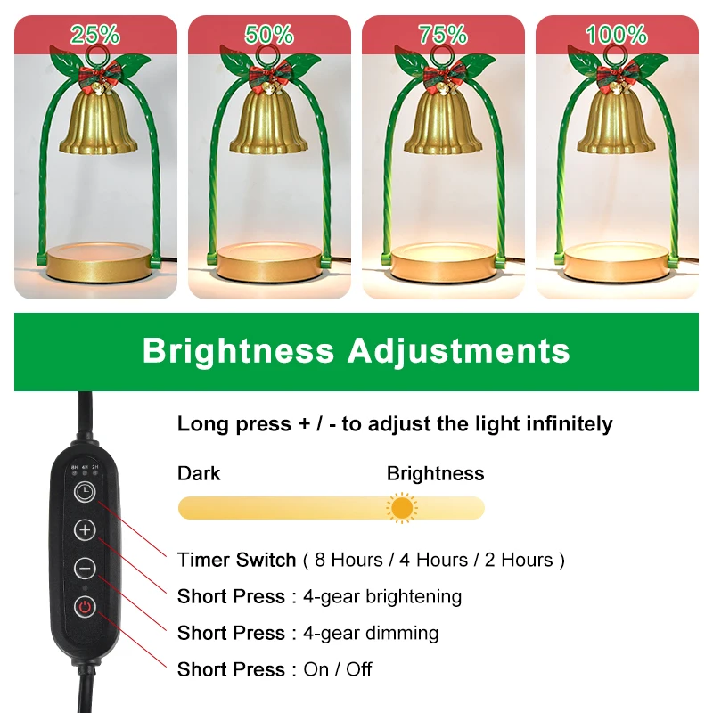 1Pcs Pack Electric Dimmable Candle Warmer Lamp Candlestick Holder with Metal Stand for Christmas Gift Home Decor Hu