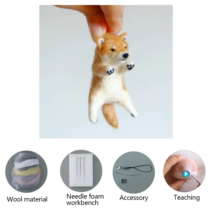 Non-Finish Kit Funny Lovely Cat Dog Panda Raccoon Pocket Animal Wool Needle Felting Pocket Animal Doll Toy DIY Kit For Kids