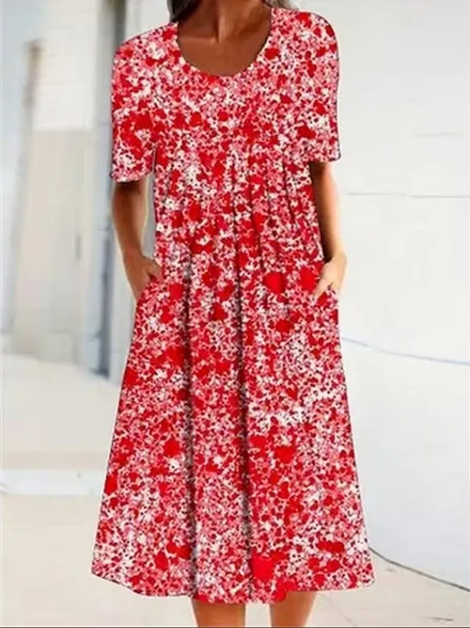 Hot Women Loose Summer Floral Vintage Sexy Ruffles Pocket Befree Dress Large Big Boho Casual Party Elegant Midi Maxi Dresse