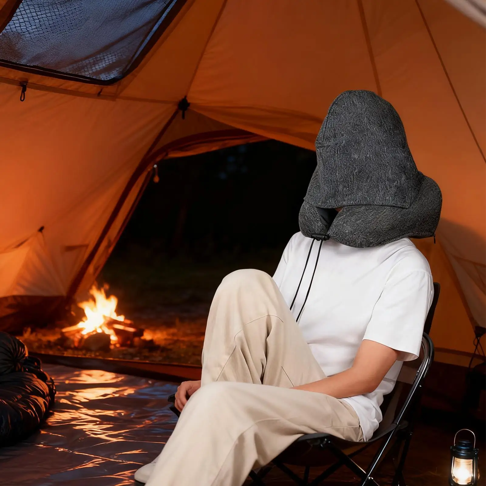 Plane Neck Pillow Washable Hooded Removable Support Sleeping Neck Pillow For Car Road Trip Airport Trips Picnic Offices Break