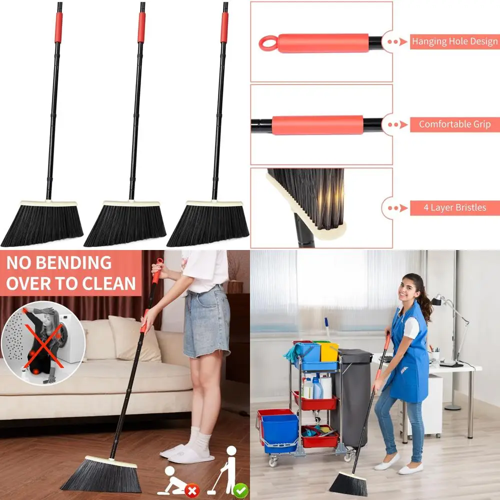 

Sturdy 55 Telescoping Broom with Angled Brush for Indoor & Outdoor Floor Cleaning