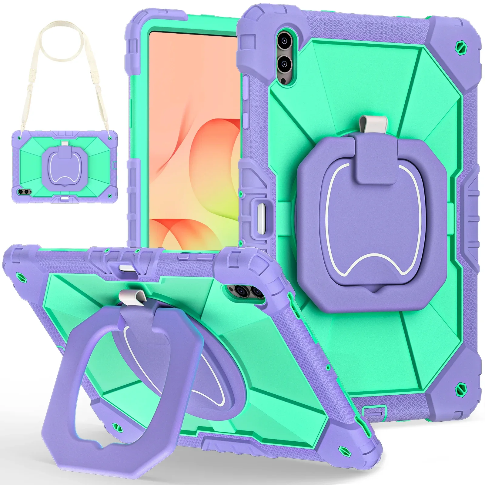 360 Rotation Shockproof Heavy-Duty Safe Case for Samsung Galaxy Tab S12 Ultra 14.6 S11 Ultra with Pencil Holder Shoulder Strap