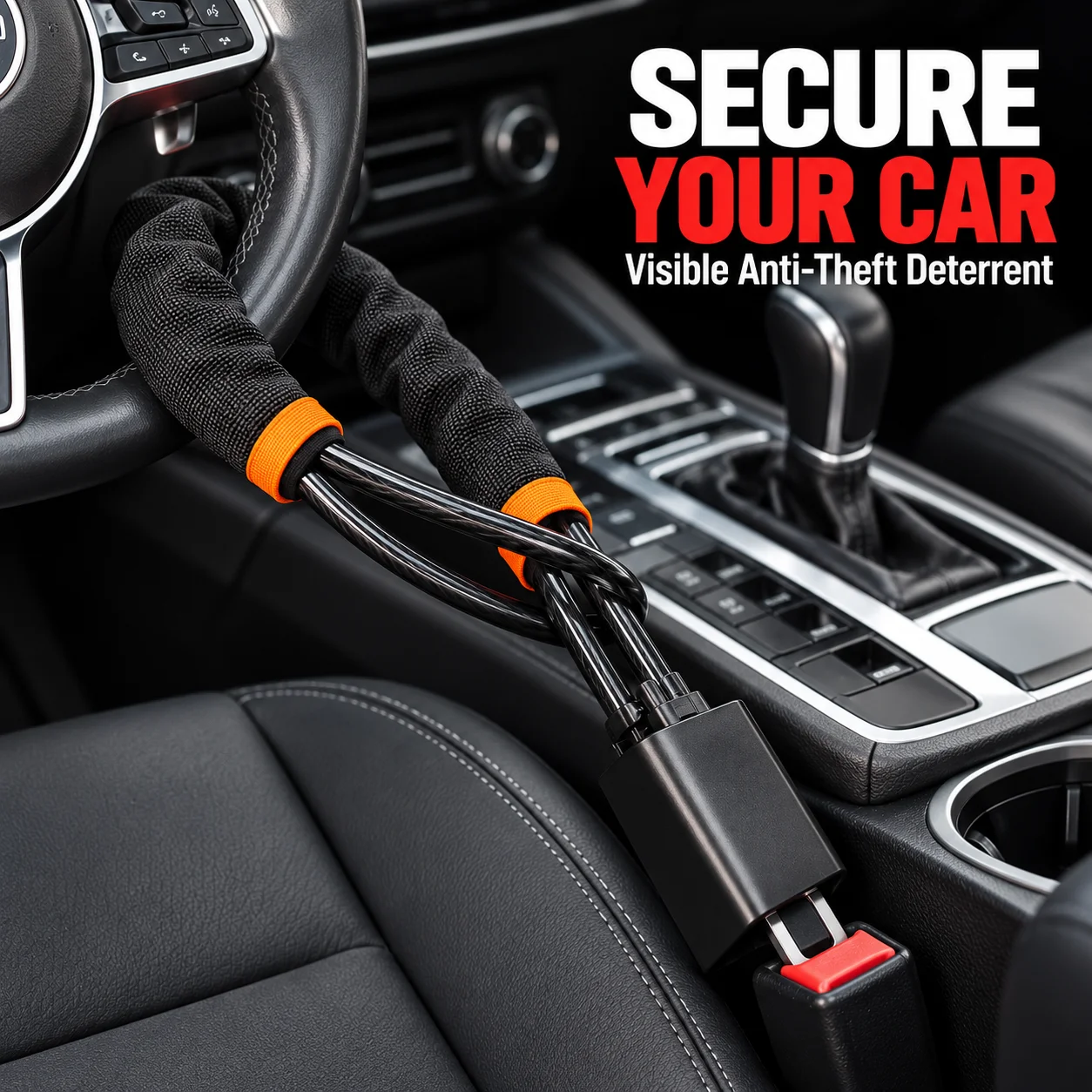 Universal Steering Wheel Lock Steel Cable Anti Theft Device Car Security Protection For Sedan SUV Vehicle Auto Accessories