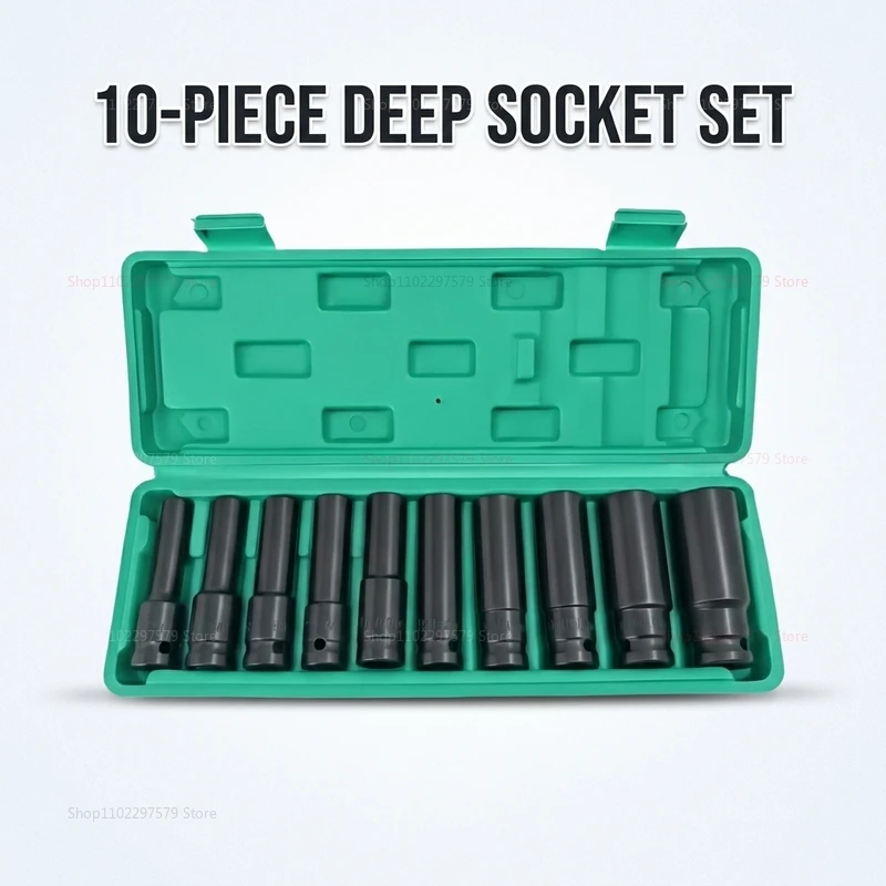 10pcs Socket Wrench Set 8-24mm Adjustable Pneumatic Hand Tools Automotive Mechanical Repair Tool Kit for Garage and Workshop