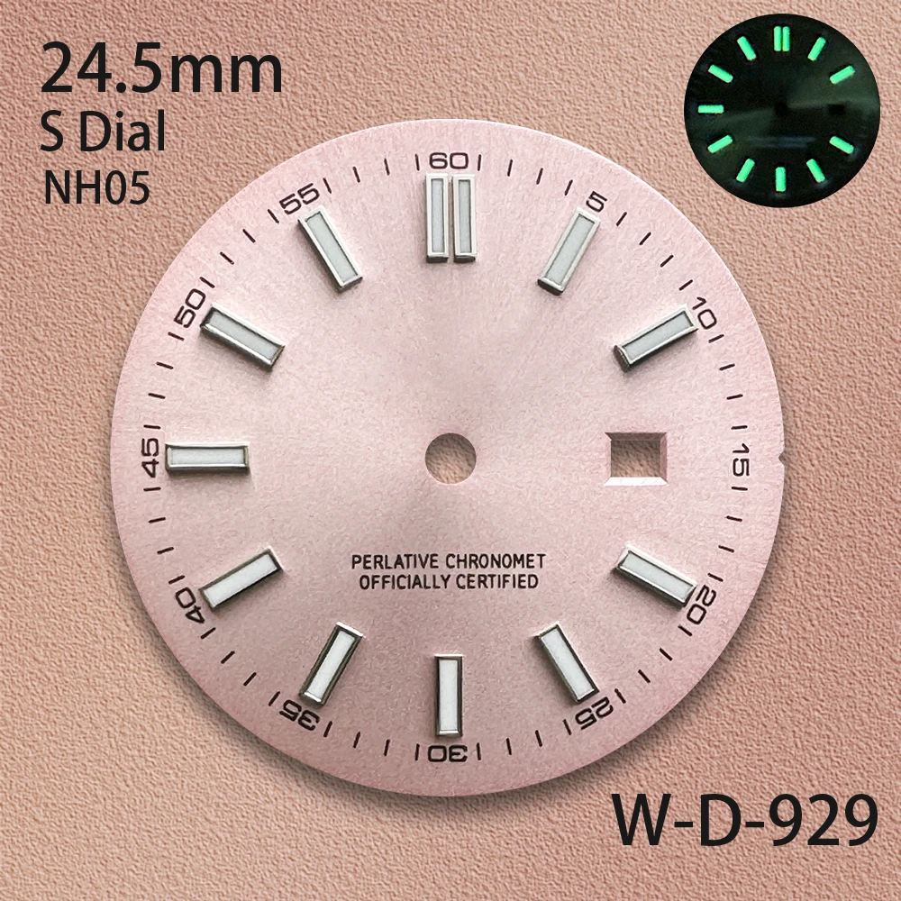 24.5mm High Quality S Logo Dial Suitable For NH05 Movement Green Luminous Ladies' Watch Modification Accessories