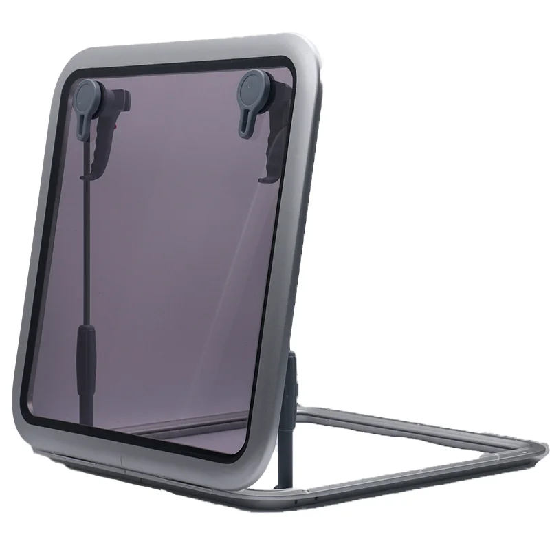 New 360x360mm Aluminum RV Marine Yacht Skylight Porthole with High Quality Telescopic Support Rod for Yacht Boat Camper Van