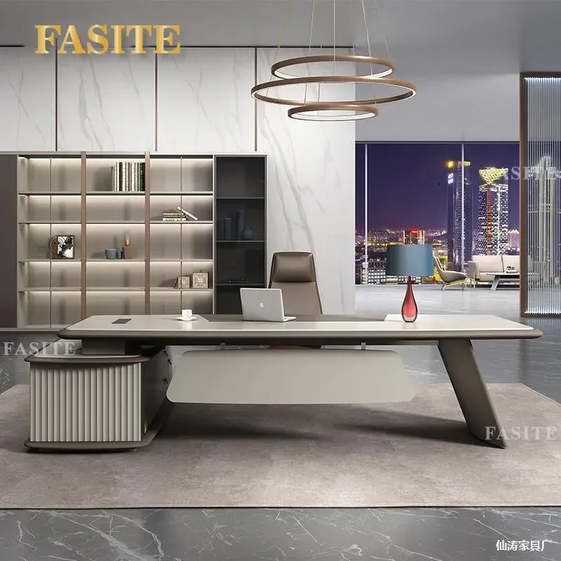 For Light Luxury Office Furniture Modern Simple President Desk Large Manager Table Executive with Chair Combination