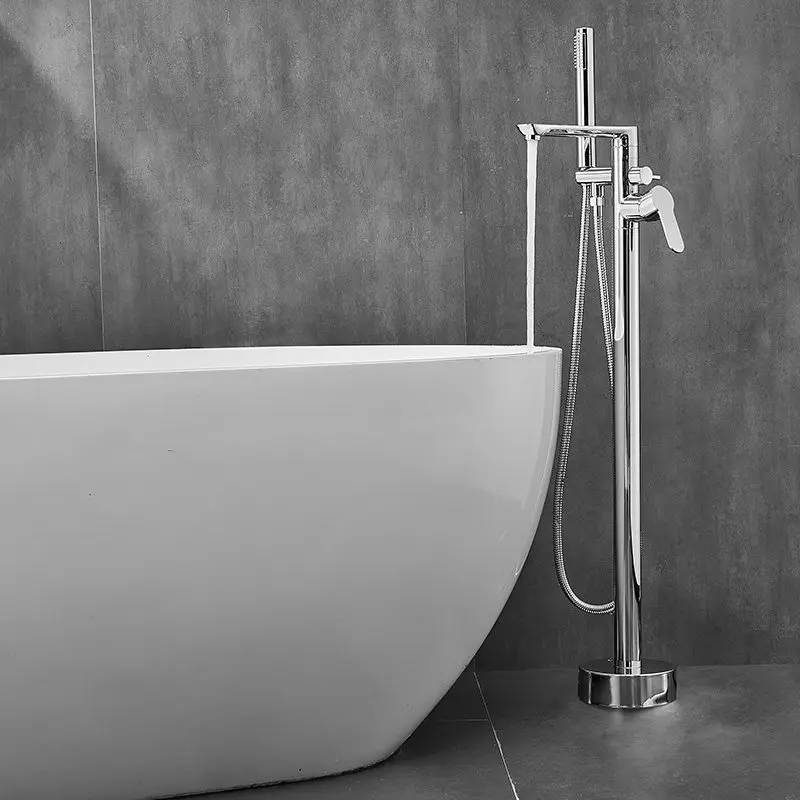 Floor-to-ceiling hot and cold faucet, tank edge bath, sitting vertical wall shower set, bath tub 3