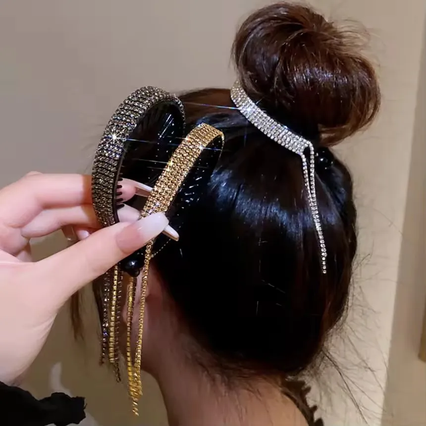 Elegante Luxus-Haarspangen mit Strass und Quasten für Damen, Süße Haarklammern, Haarband, Modische Haaraccessoires, Neu