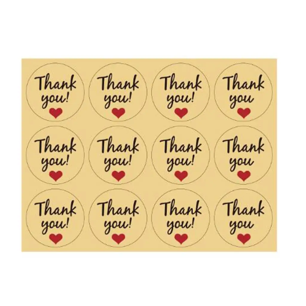 

600Pcs Handmade Thank You Stickers Round Kraft Paper Labels DIY Birthday Decor