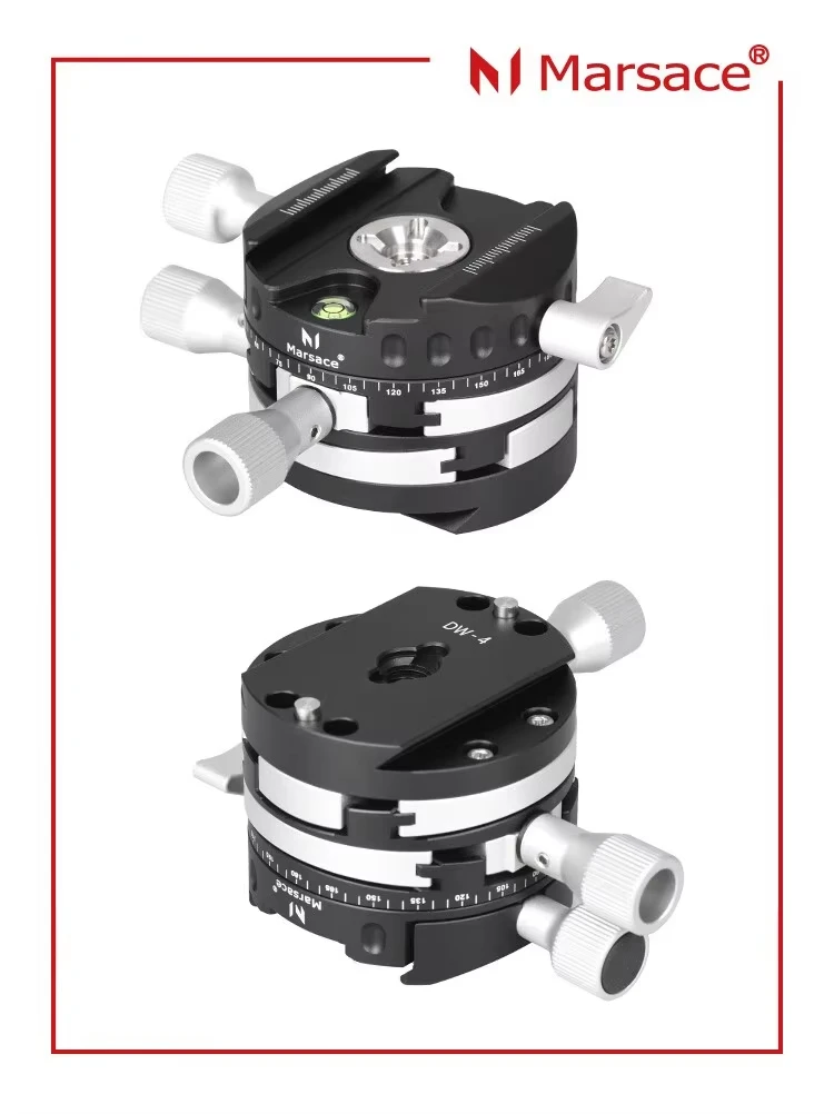Marsace DW-4 Panorama-Stativkopf mit Getriebe, Arca QR, Wasserwaage, präzise Einstellung für Canon, Sony, Nikon, Fuji, DSLR, spiegellose Kameras, Stativ, Einbeinstativ – Detail 6