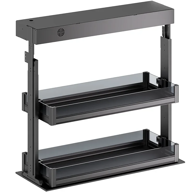 Kitchen intelligent lifting aluminum alloy voice-activated touch hanging cabinet corner storage rack wall hanging
