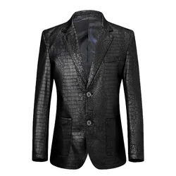 Men's leather jackets, leather jackets, men's single leather jackets, sheepskin crocodile pattern suit jackets, slim fit