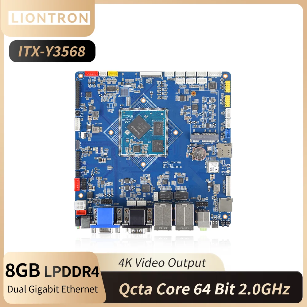 Liontron Motherboard Rockchip RK3568 Dual Gigabit Ethernet RAM 8GB ROM 128GB Support Linux Ubuntu/4G LTE Mini PCIE POE Powered