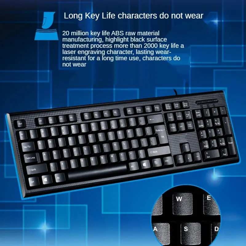 Q9 tek klavye USB kare ağız iş ofis ev PS2 yuvarlak delik kablolu masaüstü bilgisayar