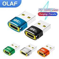 OLAF PD 100W OTG Adapter USB to Type-C Converter USB-A Male To USB C Female Connector For Charging Data Transfer Wired Headset
