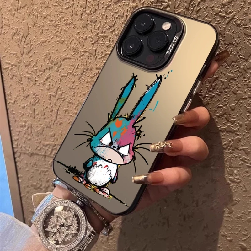 

Oil Painting Cute Rabbit Case For iPhone 16 14 15 12 13 11 Pro Max XS X XR For iPhone 16E 7 8 SE 16 Plus 12 13 Pro Cases Funda