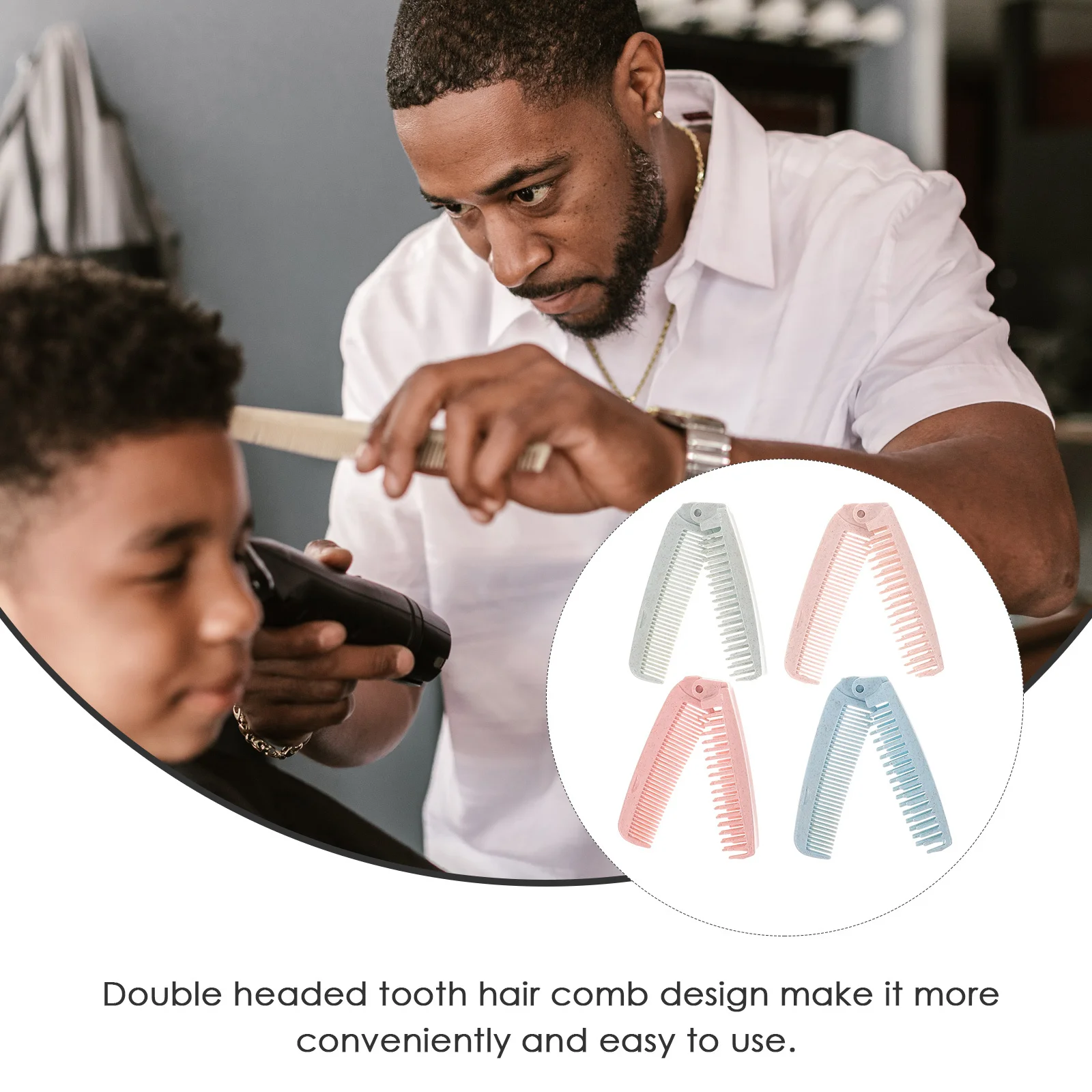 4 قطع من أمشاط الشعر المحمولة القابلة للطي المدمجة أثناء السفر للاستخدام المنزلي في صالونات التجميل والفنادق، استقامة الشعر المرنة الصغيرة المضادة للكهرباء الساكنة #2