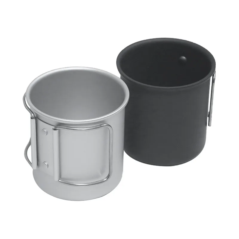 Caneca de acampamento de alumínio ultraleve 350ml com alça dobrável copo durável sem ferrugem para caminhadas ao ar livre, viagens e café