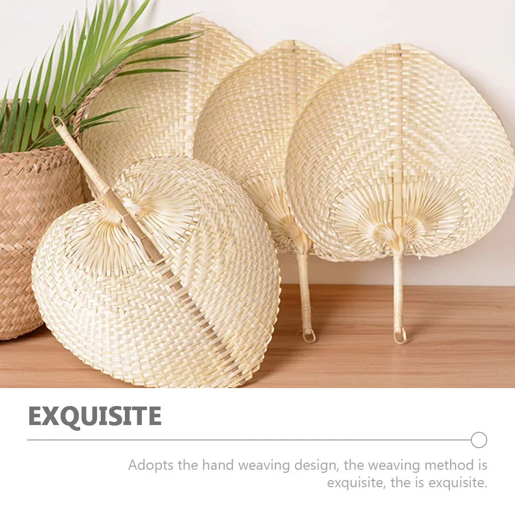

5Pcs Tropical Hand Fan Hand Woven Bamboo Cooling Fan Simple Design Suitable for Beach Vacation and Indoor Decor Use