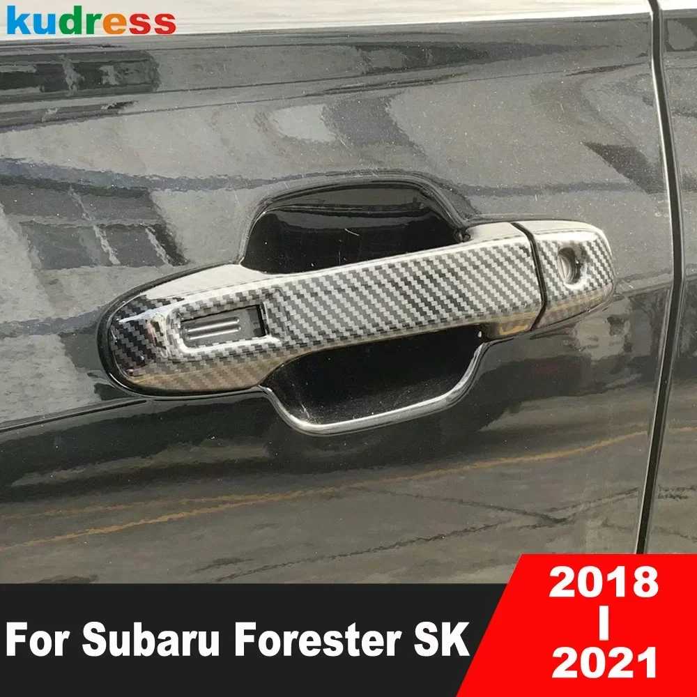 Accessories For Subaru Forester SK 2018 2019 2020 2021 Carbon Fiber Car Door Handle Cover Trim Exterior Handles Catch Overlay