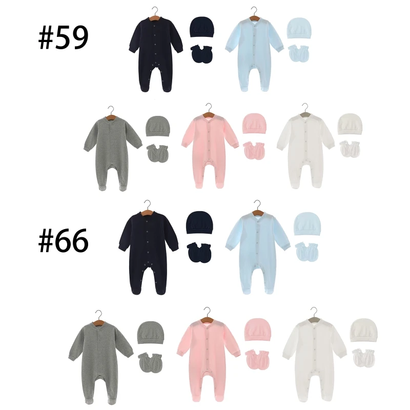 Q0KB Jumpsuits Muslin Hat Gloves Clothing Set Photo Shoot Props Infant Shower Gift