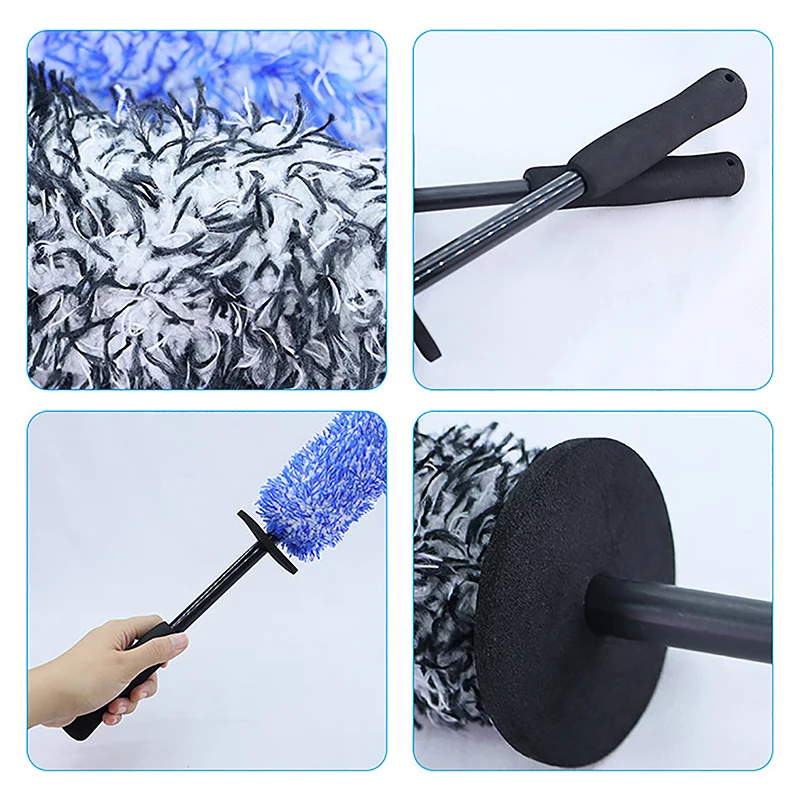 Wheels Brush Car Wash Super Brush Microfiber Premium Non-Slip Handle Easy To Cleaning Rims Spokes Wheel  Car Accessories