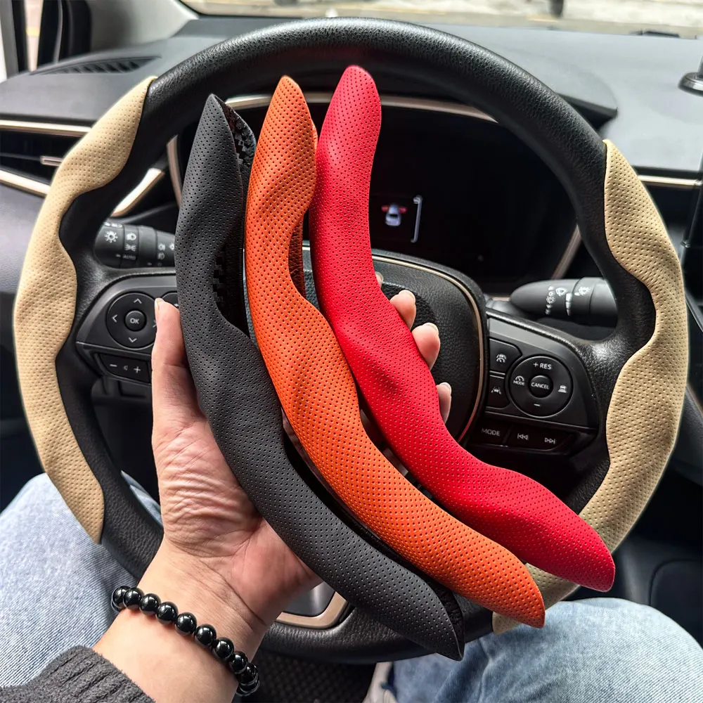 

2PCS Car Steering Wheel Covers Booster Micro Fiber Leather Auto Interior Decorative Accessories Glossy Carbon Fiber Looking