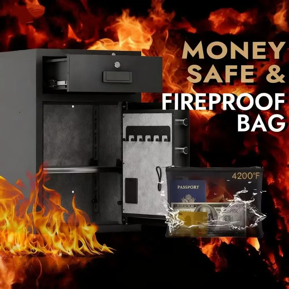 Heavy-Duty Safe with Fireproof and Waterproof Protection, Digital Keypad Alarm, Removable Shelves for Home, Office, or Hotel