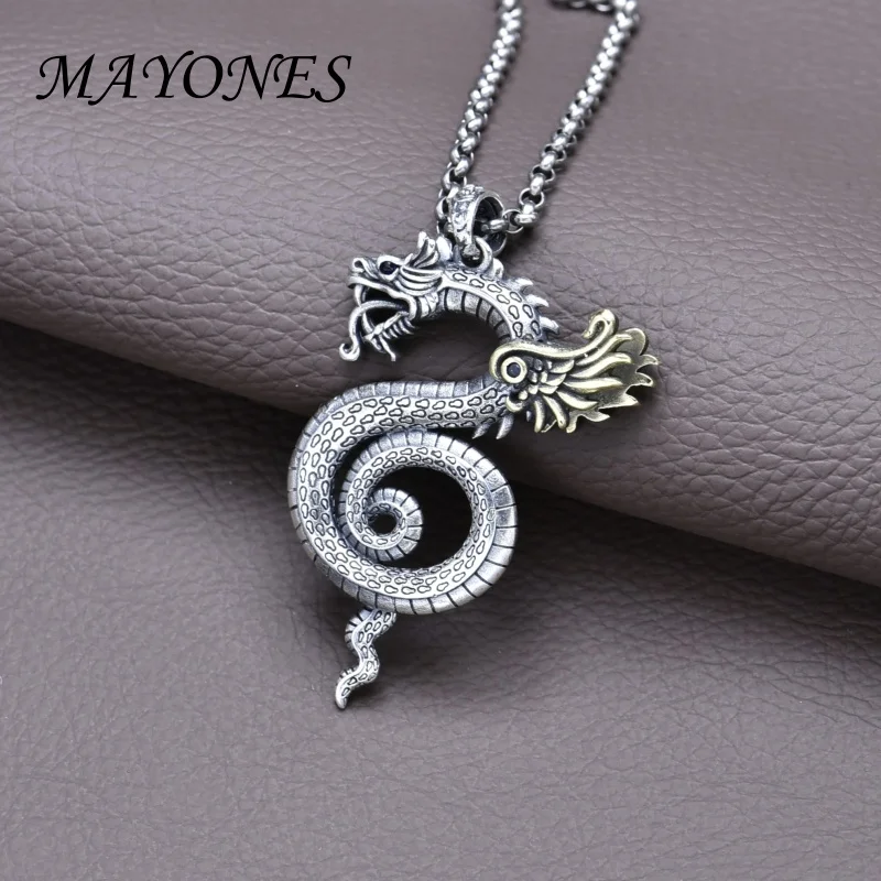 MAYONES Original Handmade 925 Thai Silver Pendant 2024 New Retro Tyrant Dragon Pendant Men's Punk Jewelry