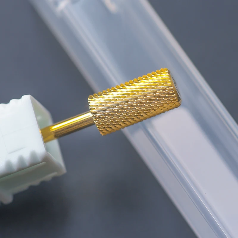 Brocas de broca de unha de carboneto de ouro fresa grande barril pro invertido durável granding ferramentas de polimento acessórios 4xc