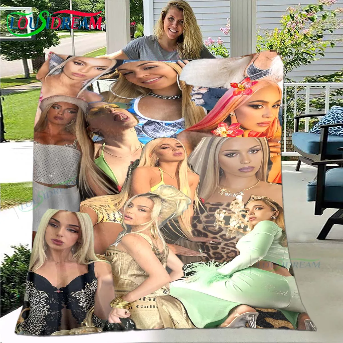 Fashion Spain Female singer B-bad G-Gyal  Four Seasons Blanket Sofa Cover Travel Bed Plush Blanket Office Break Blanket Gift