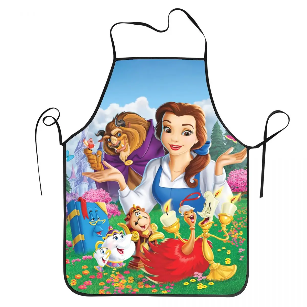 Custom Beauty And The Beast Apron Women Men Unisex Bib Belle Princess Kitchen Cooking Tablier Cuisine Chef Painting