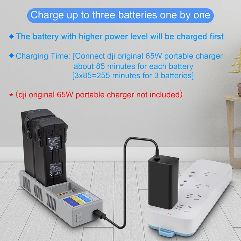 

3in1 port USB housekeeper smart charger With battery level screen digital display for dji mavic 3 drone accessories