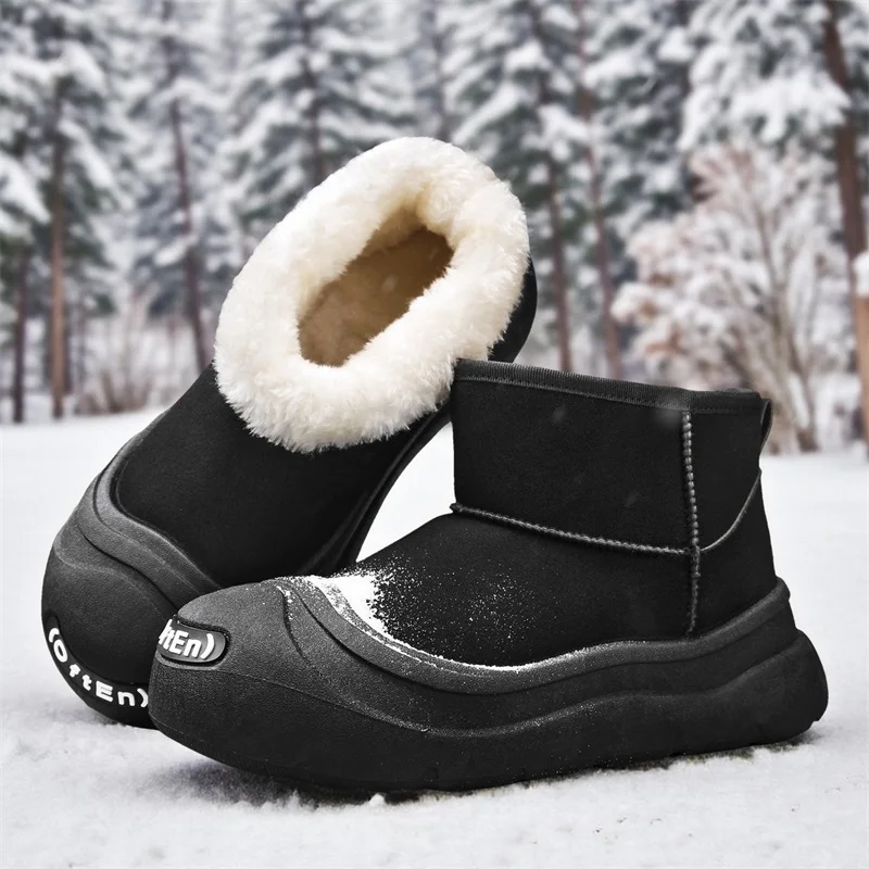 

New High-quality Round-head Lightweight Fleece and Warm Anti-slip High-quality Solid Color Snow Outdoor Boots for Winter