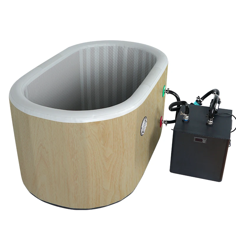 Custom Inflatable Ice Bath Tub Wooden Pattern Cold Plunge Tub 135CM 150CM 160CM 170 190CM Label Electric Water Chiller ICE Bath