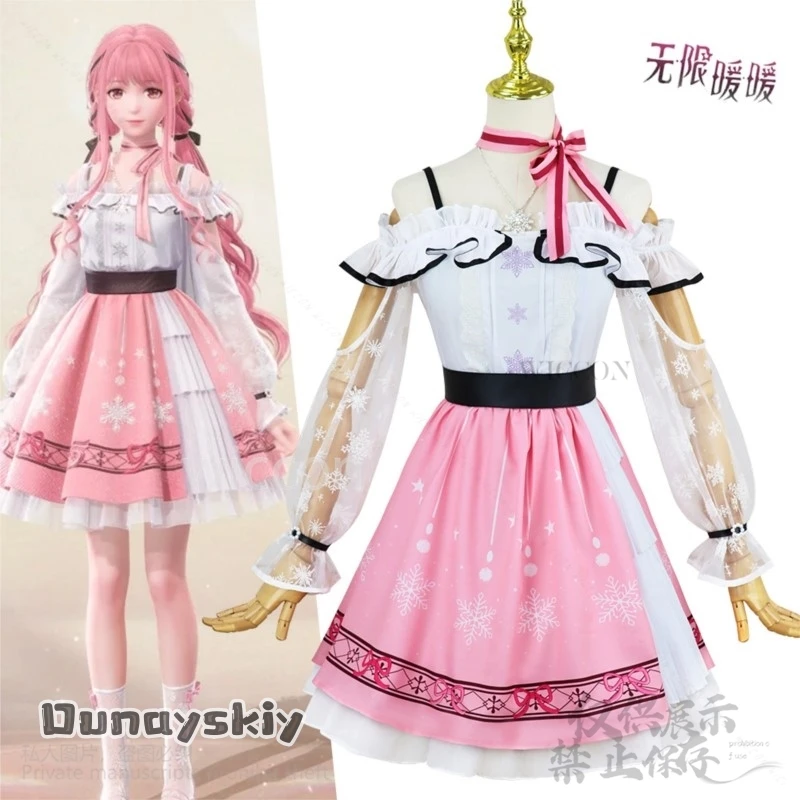 Аниме игра Infinity Nikki косплей костюм розовое платье Лолита милая униформа парики для Хэллоуина, Рождественской вечеринки, потому что девушки по индивидуальному заказу