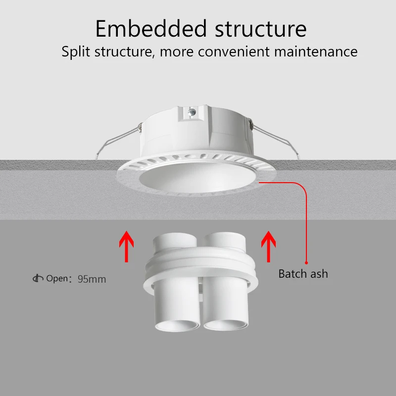 Yiying led trimless spotlight redondo borderless recesso pontos luz cabeças dobro cob lâmpada do teto branco 110v 220v focos para casa