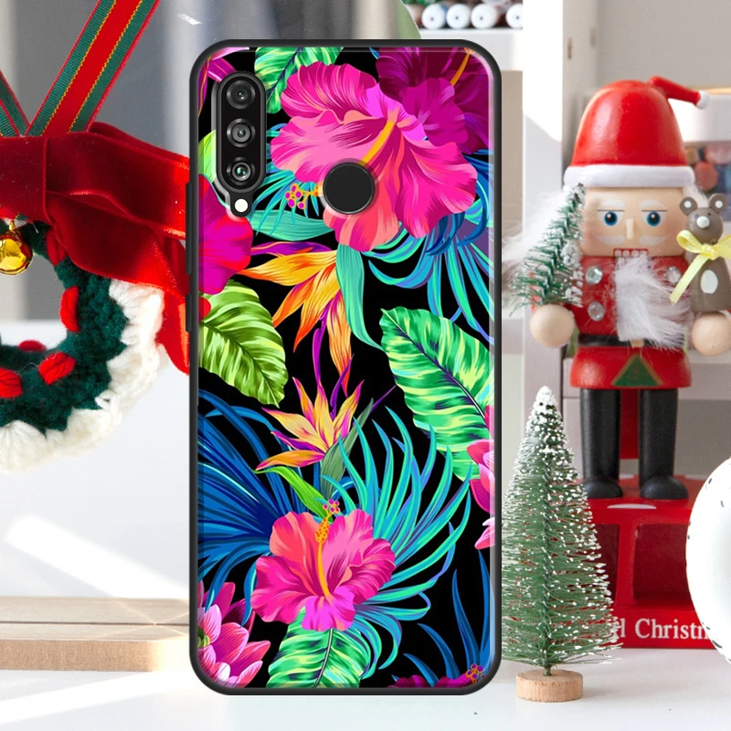 Tropical aloha Hibiscus  pattern For Huawei Honor 50 X9 X8 X7 Magic4 Pro P50 P20 P40 P30 Lite P Smart Z 2021 Nova 5T Case