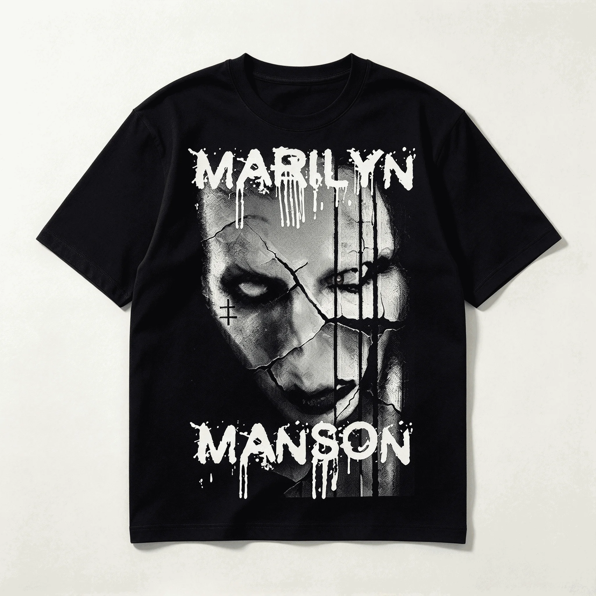 Marilyn Manson Cotton Retro Unisex Casual Fashion T-shirt High Street Oversized Unisex Trendy Print T-shirts hot product Couples