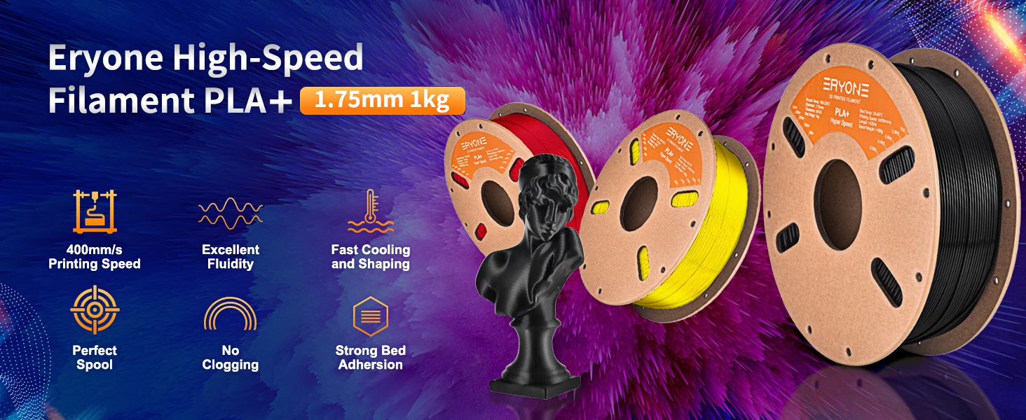 ERYONE 1KG Hyper Speed PLA+ Filament 3D Print 1.75mm, Multicolor Available, Filament PLA Plus, 1KG/Spool