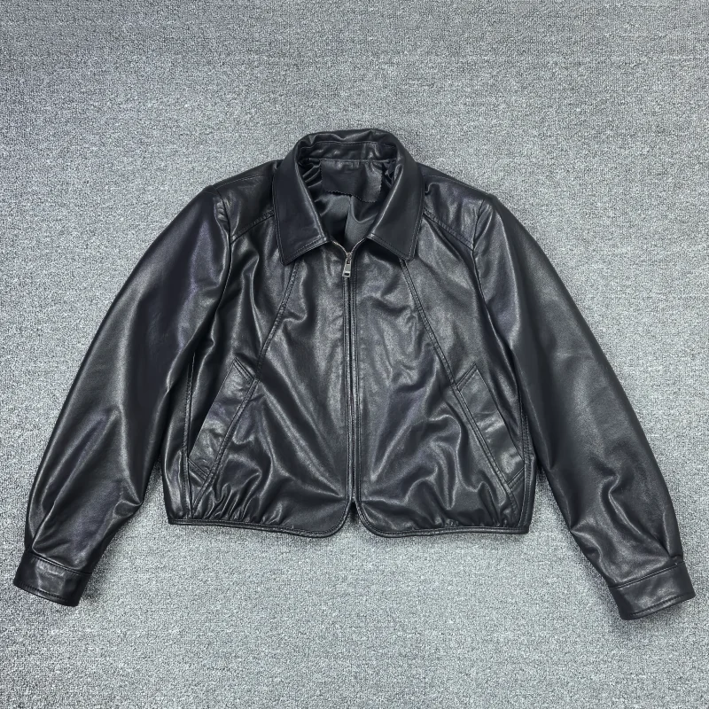 2026年春 レディース レザージャケット ジッパーカラー タンニングレザー カジュアル スタイリッシュ ユース向け 長袖 シープスキン