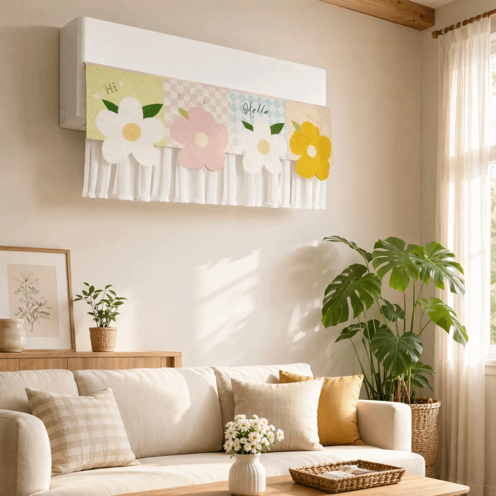 Self-Adhesive AC Wind Deflector Curtain No-Punching Anti-Direct Blowing Air Conditioner Wind Shield Cartoon Universal