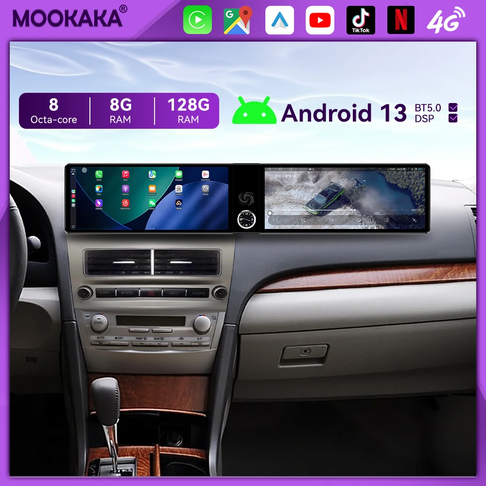 Qualcomm Android Radio For Toyota Camry 2006~2011 Dual Screen Multimedia Navigation Car Stereo Receiver player GPS IPS Head Unit