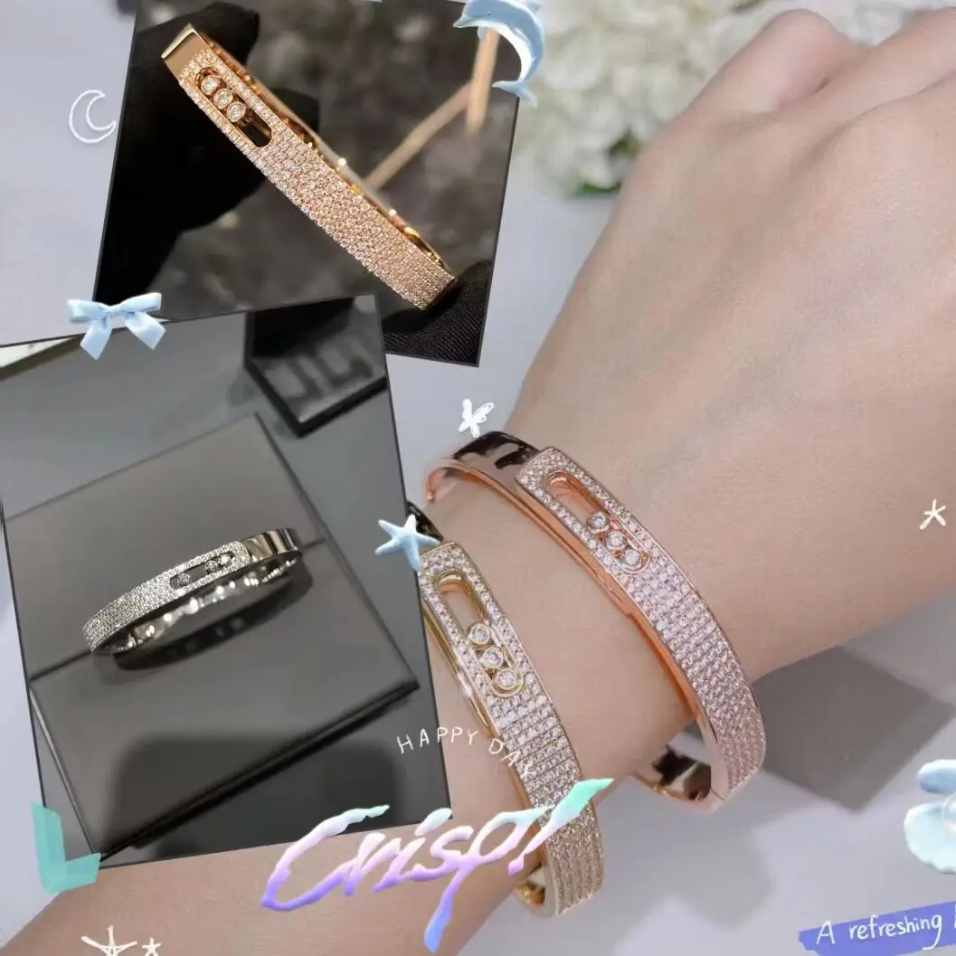 

S925 модный роскошный браслет из стерлингового серебра для влюбленных, европейский элитный бренд, уникальный красивый классический дизайн, мобильные бриллианты, подарок